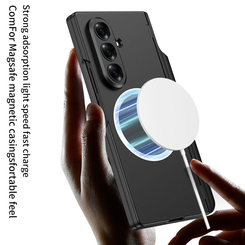 Magnetic Hinge Hidden Bracket All-included Case With Pen Box For Galaxy Z Fold