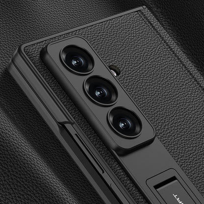 Magnetic Hinge Hidden Bracket All-included Leather Case With Back Screen Protector For Galaxy Z Fold 7/6/5