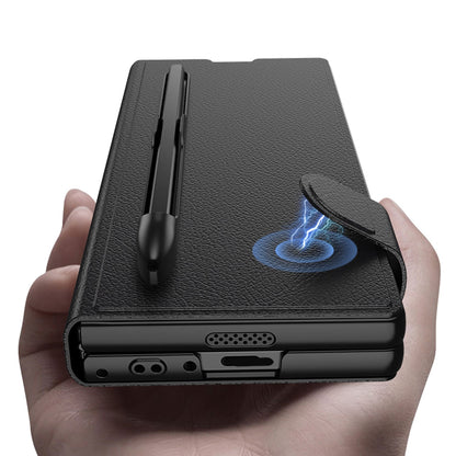 Luxurious Leather Cover Shockproof Phone Case With Screen Protector and Pen Slot For Galaxy Z Fold6