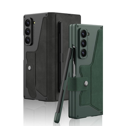 Luxurious Suede Cover Shockproof Phone Case With Screen Protector and Pen Slot For Galaxy Z Fold 7/6/5/4/3
