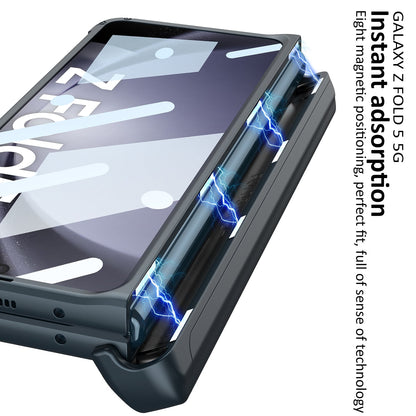 Magnetic Armor All-included Slide Pen Case With Back Screen Glass Hinge Holder Phone Cover For Galaxy Z Fold3 Fold4 Fold5 Fold6