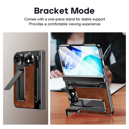 iPhone Duo - Jazz Retro Style Leather Cover Built-in Tempered Glass Film & Kickstand & Pen-slot & Stylus