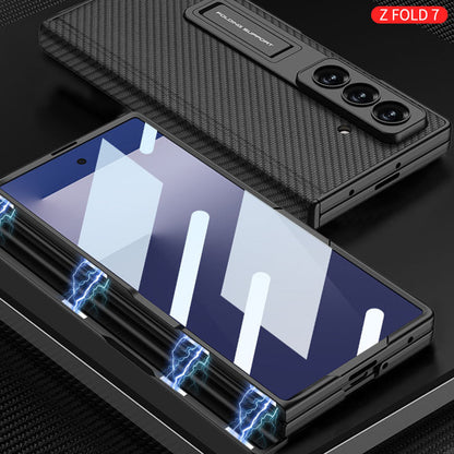 Magnetic Hinge Hidden Bracket All-included Leather Case With Back Screen Protector For Galaxy Z Fold 7/6/5