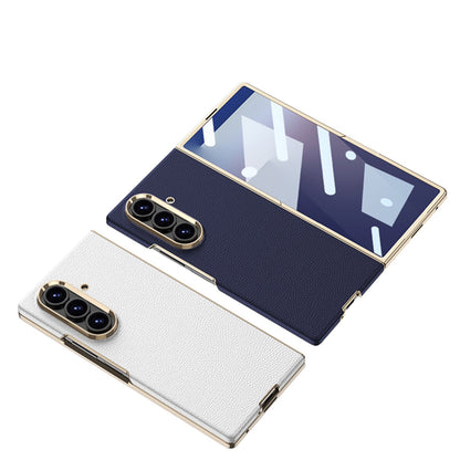 Business-style Electroplated Leather Phone Case For Galaxy Z Fold 7/6/5/4