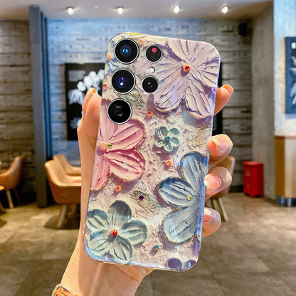 Ins Hot Glitter Oil Painting Flower Case for Samsung