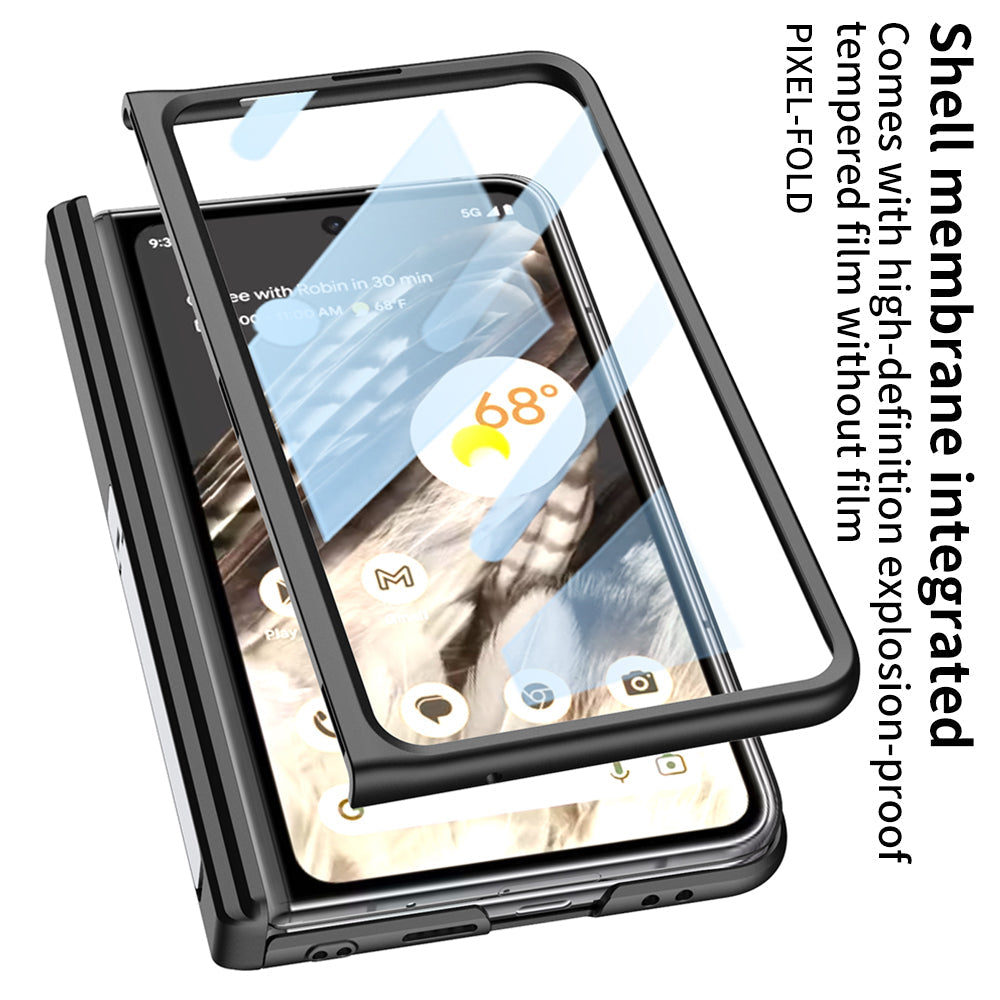 Magnetic Folding Hinge All-inclusive Leather Case With Tempered Film For Google Pixel Fold With Damped folding Bracket - mycasety2023 Mycasety