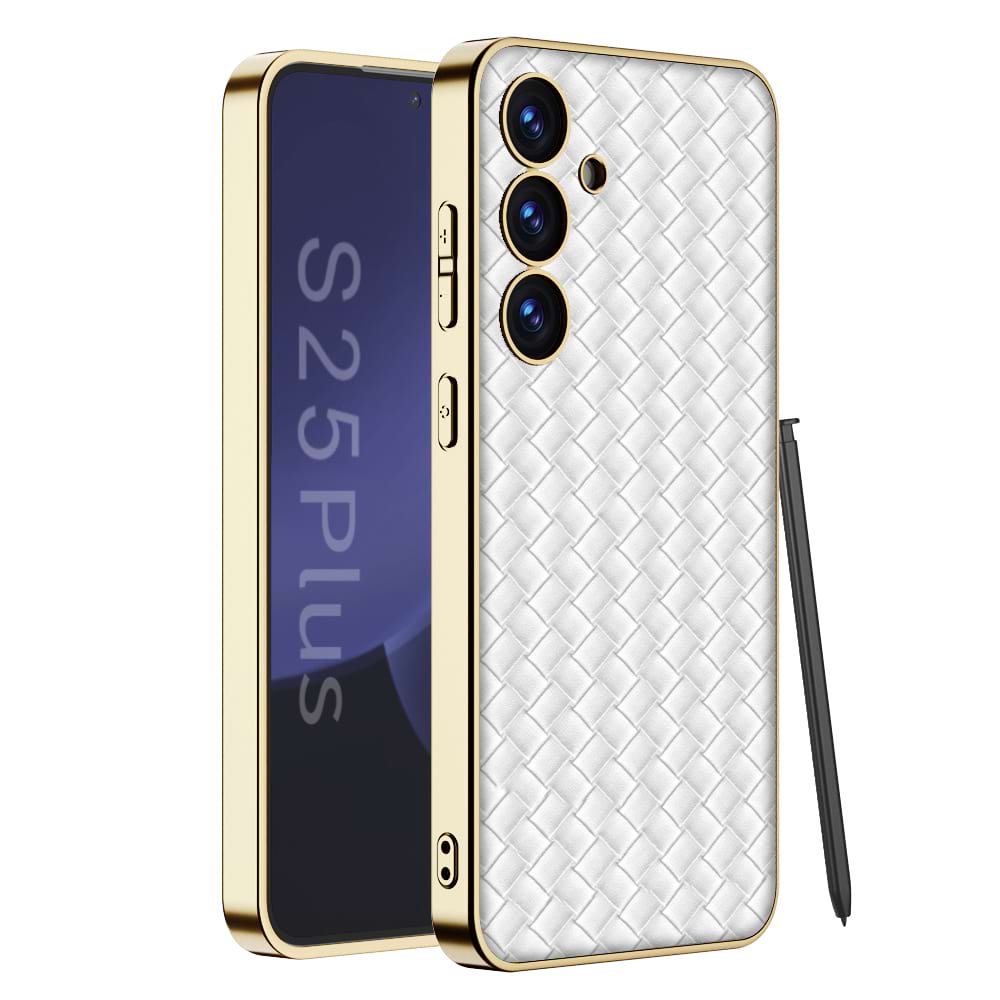 Luxury Electroplated Quilted Leather Phone Cover for Galaxy S25 Plus