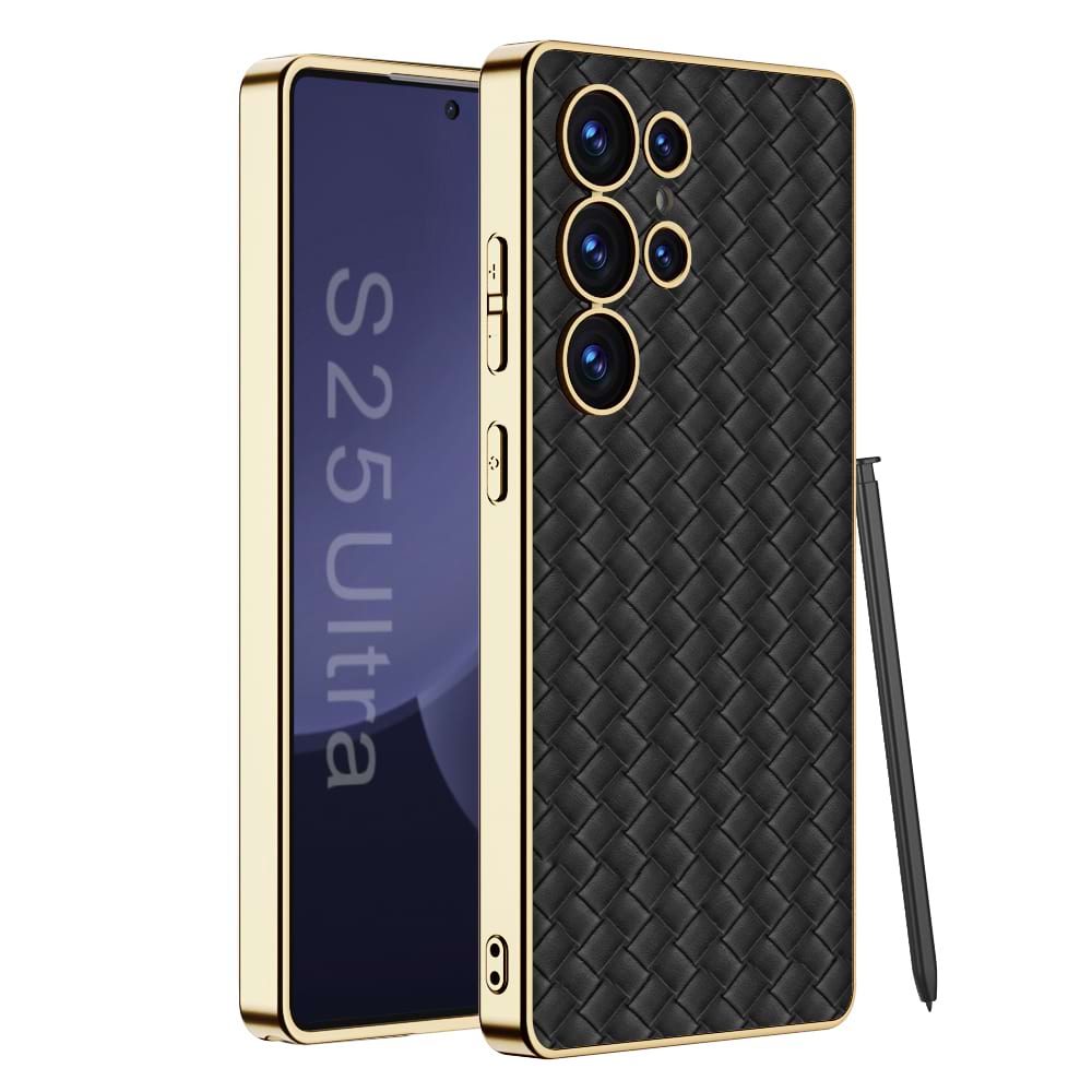 Luxury Electroplated Quilted Leather Phone Cover for Galaxy S25 Ultra