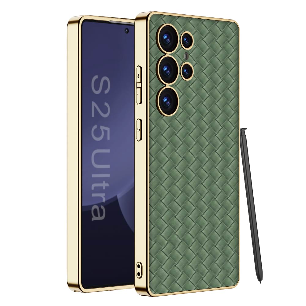 Luxury Electroplated Quilted Leather Phone Cover for Galaxy S25 Ultra