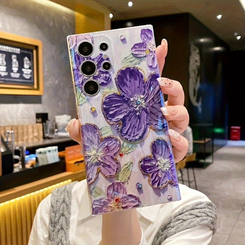 Ins Hot Glitter Oil Painting Flower Case for Samsung