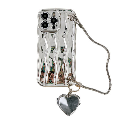 Ins Hot Electroplated Love Mirror Wave 3D iPhone Cases