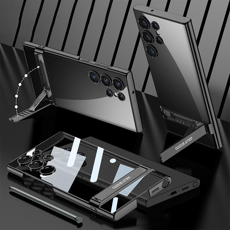 Transparent Plating Triumph Bracket Case For Samsung Galaxy S23 Ultra