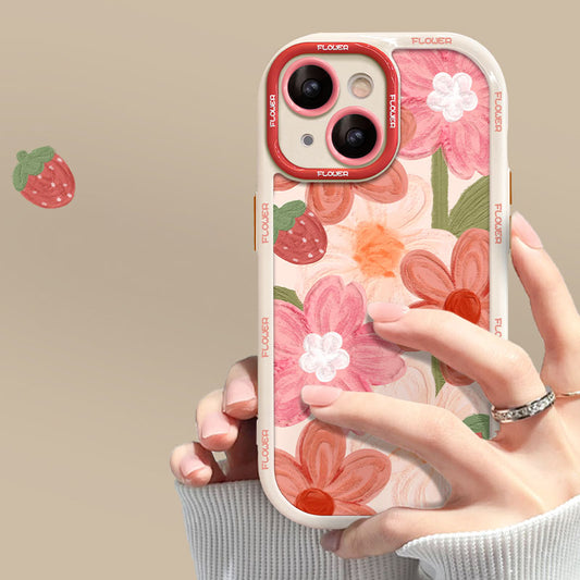 Oil Painting Strawberry Flower Bracelet iPhone Case