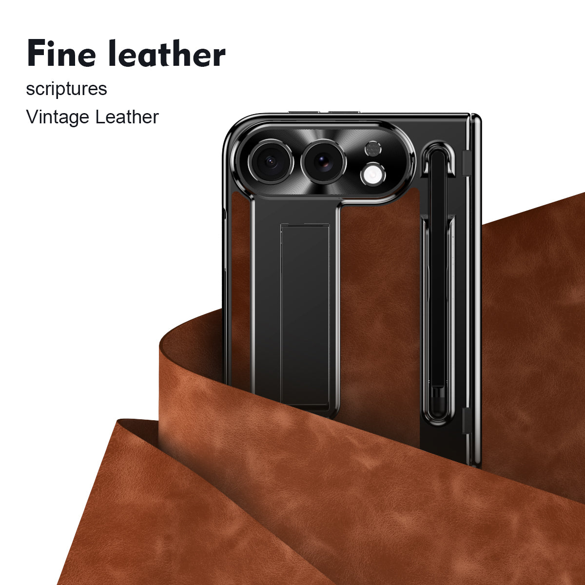 iPhone Duo - Jazz Retro Style Leather Cover Built-in Tempered Glass Film & Kickstand & Pen-slot & Stylus