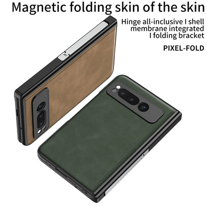 Magnetic Folding Hinge All-inclusive Leather Case With Tempered Film For Google Pixel Fold With Damped folding Bracket - mycasety2023 Mycasety