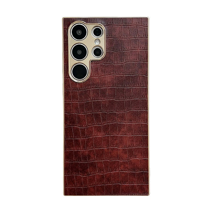 Galaxy S24/S23 Ultra Plus Electroplated Crocodile Pattern Leather Case