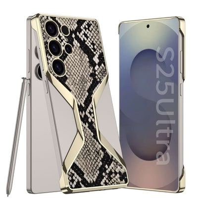 Python Pattern Leather Electroplated Frameless Phone Case For Samsung Galaxy S25 Ultra