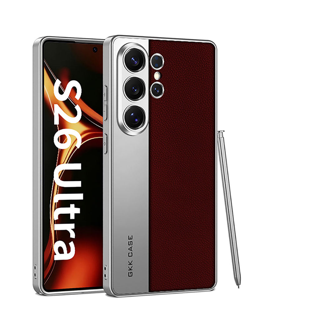 Leather Electroplated Business Phone Case For Samsung Galaxy