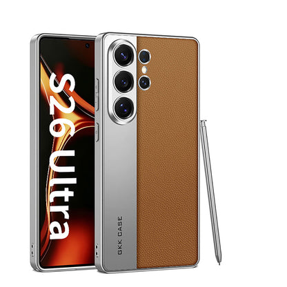 Leather Electroplated Business Phone Case For Samsung Galaxy