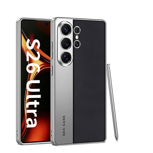 Leather Electroplated Business Phone Case For Samsung Galaxy