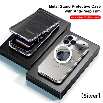 Original Luxury Magnet Ring Stand Protective Case with Anti-Peep Film For iPhone