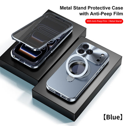 Original Luxury Magnet Ring Stand Protective Case with Anti-Peep Film For iPhone