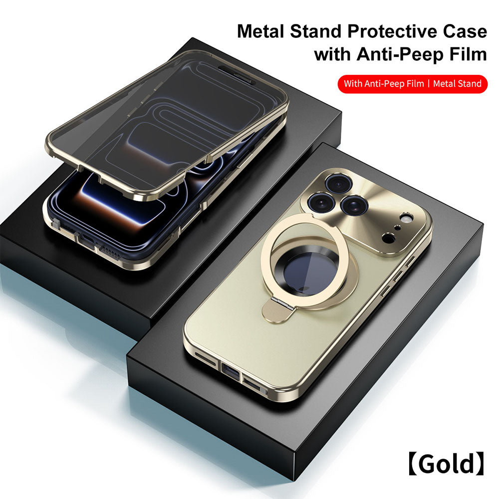 Original Luxury Magnet Ring Stand Protective Case with Anti-Peep Film For iPhone