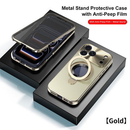 Original Luxury Magnet Ring Stand Protective Case with Anti-Peep Film For iPhone