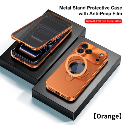Original Luxury Magnet Ring Stand Protective Case with Anti-Peep Film For iPhone