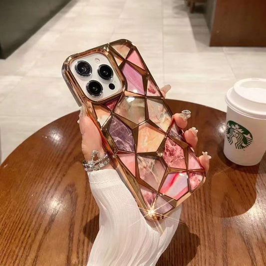New electroplating marble diamond pattern case for iPhone