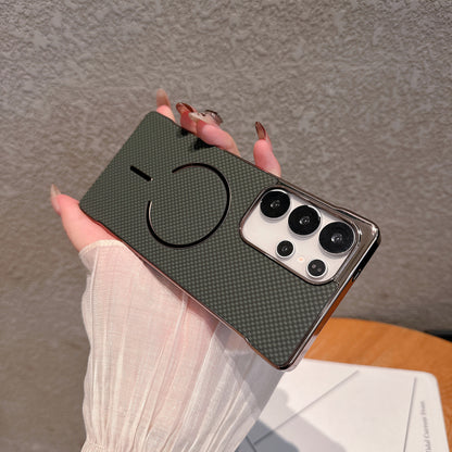 Ultra-thin Borderless Kevlar Texture Magnetic Electroplated Phone Case For Samsung Galaxy