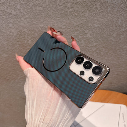 Ultra-thin Borderless Kevlar Texture Magnetic Electroplated Phone Case For Samsung Galaxy