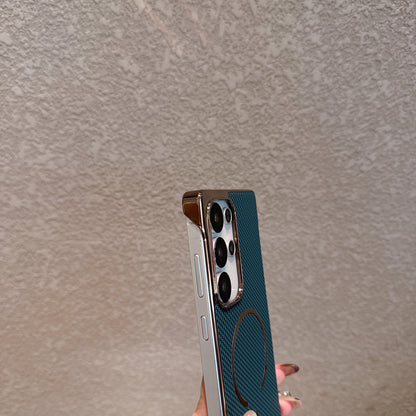 Ultra-thin Borderless Kevlar Texture Magnetic Electroplated Phone Case For Samsung Galaxy