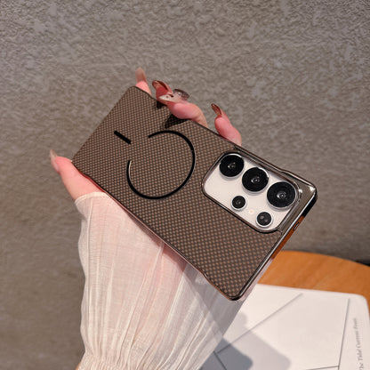 Ultra-thin Borderless Kevlar Texture Magnetic Electroplated Phone Case For Samsung Galaxy