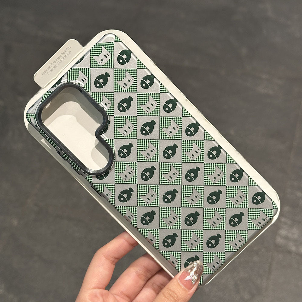 Magnetic Frosted Cat and Fish Phone Case For Samsung Galaxy