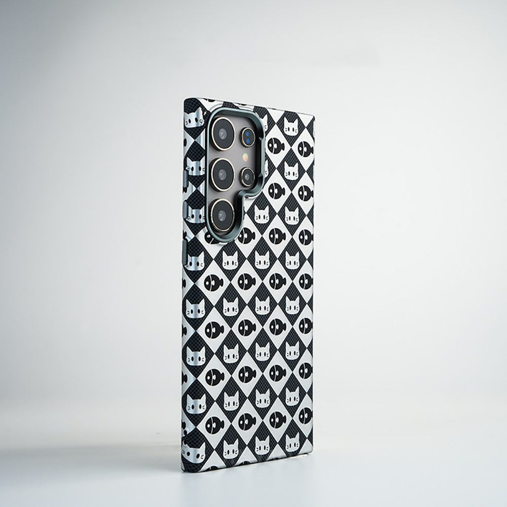 Magnetic Frosted Cat and Fish Phone Case For Samsung Galaxy