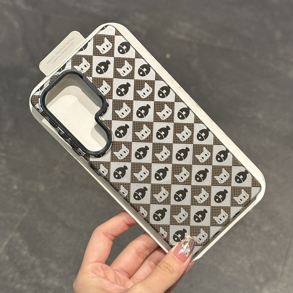 Magnetic Frosted Cat and Fish Phone Case For Samsung Galaxy
