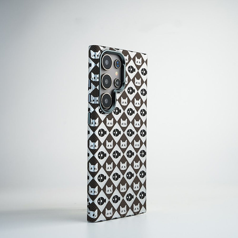 Magnetic Frosted Cat and Fish Phone Case For Samsung Galaxy