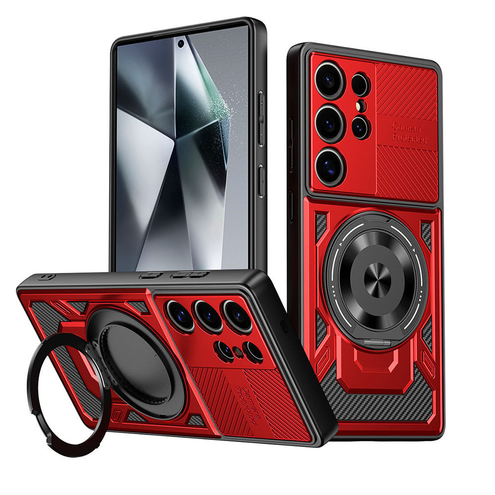 Hard & Soft 2-in-1 Carbon Fiber Texture Wireless Charging Phone Case For Samsung Galaxy