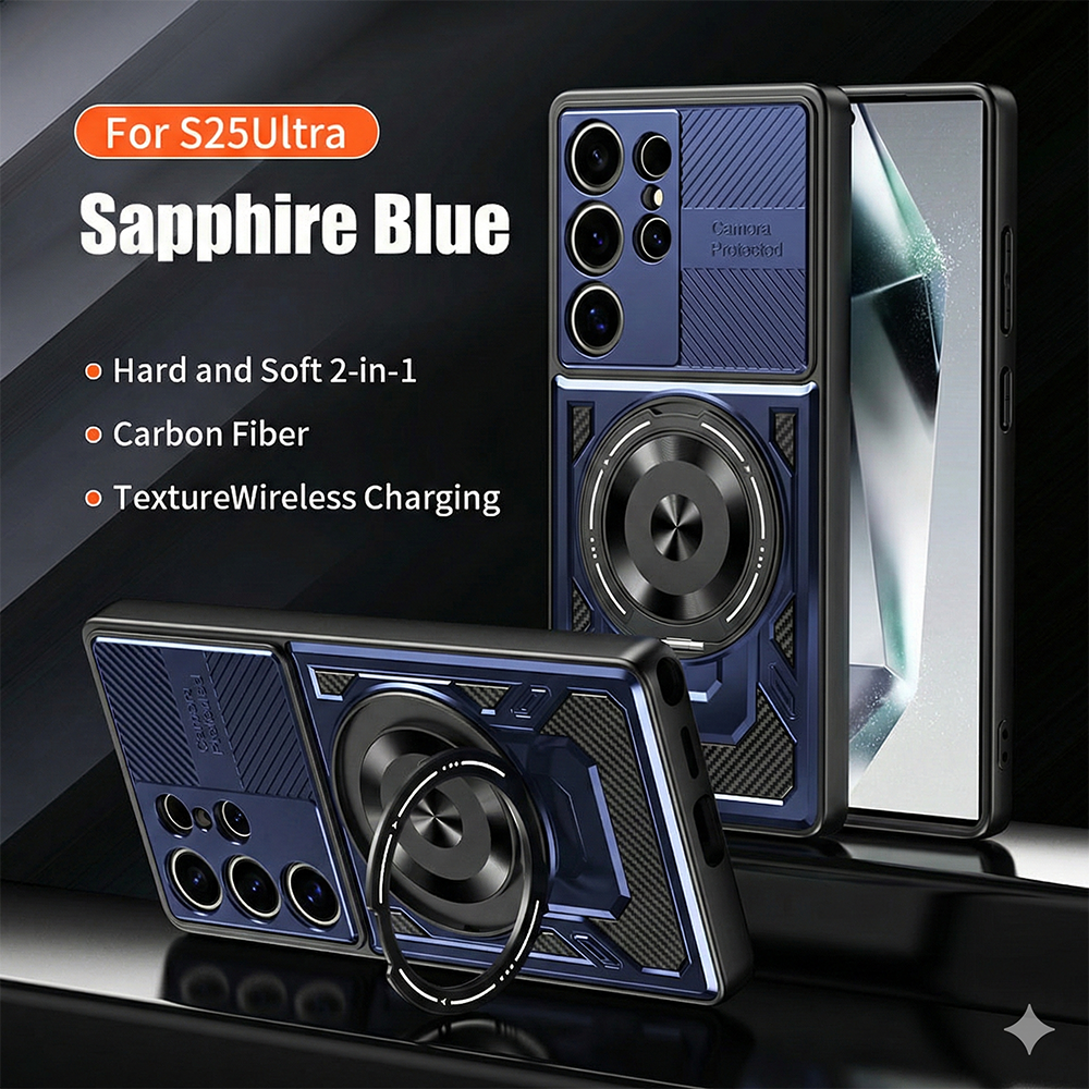 Hard & Soft 2-in-1 Carbon Fiber Texture Wireless Charging Phone Case For Samsung Galaxy