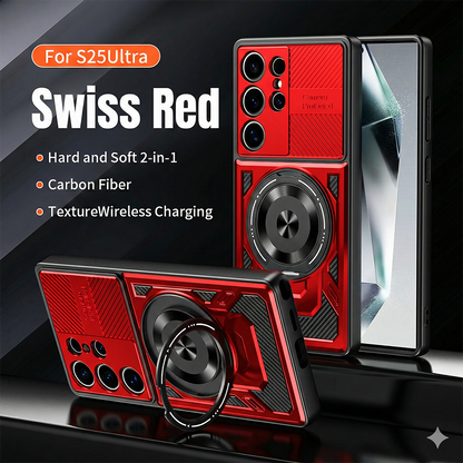 Hard & Soft 2-in-1 Carbon Fiber Texture Wireless Charging Phone Case For Samsung Galaxy