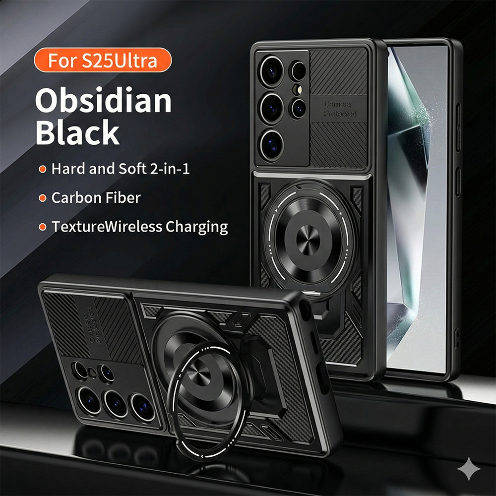 Hard & Soft 2-in-1 Carbon Fiber Texture Wireless Charging Phone Case For Samsung Galaxy