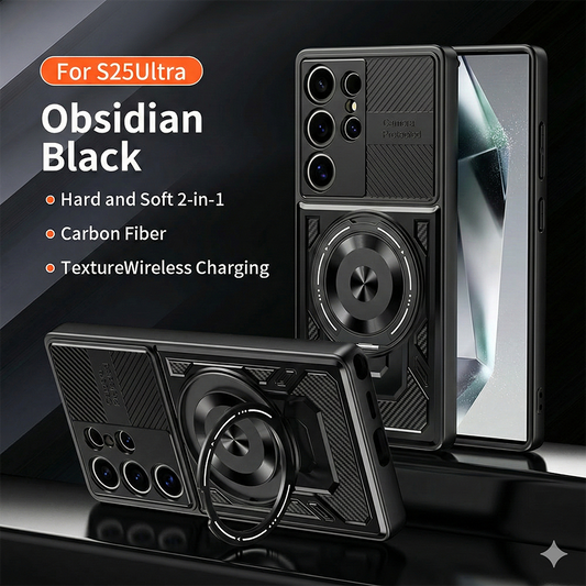 Hard & Soft 2-in-1 Carbon Fiber Texture Wireless Charging Phone Case For Samsung Galaxy