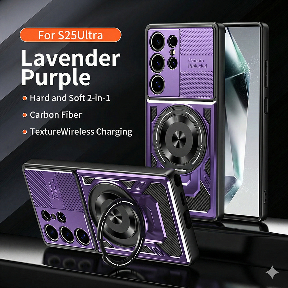 Hard & Soft 2-in-1 Carbon Fiber Texture Wireless Charging Phone Case For Samsung Galaxy