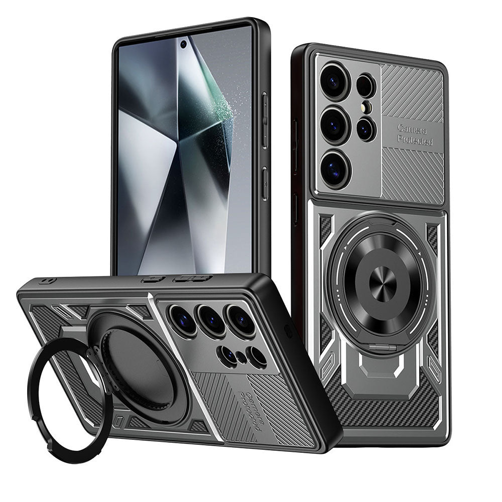 Hard & Soft 2-in-1 Carbon Fiber Texture Wireless Charging Phone Case For Samsung Galaxy