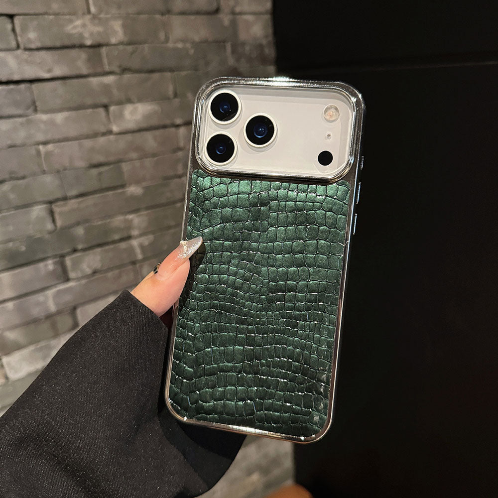 Crocodile Patterned Electroplated Phone Case For iPhone