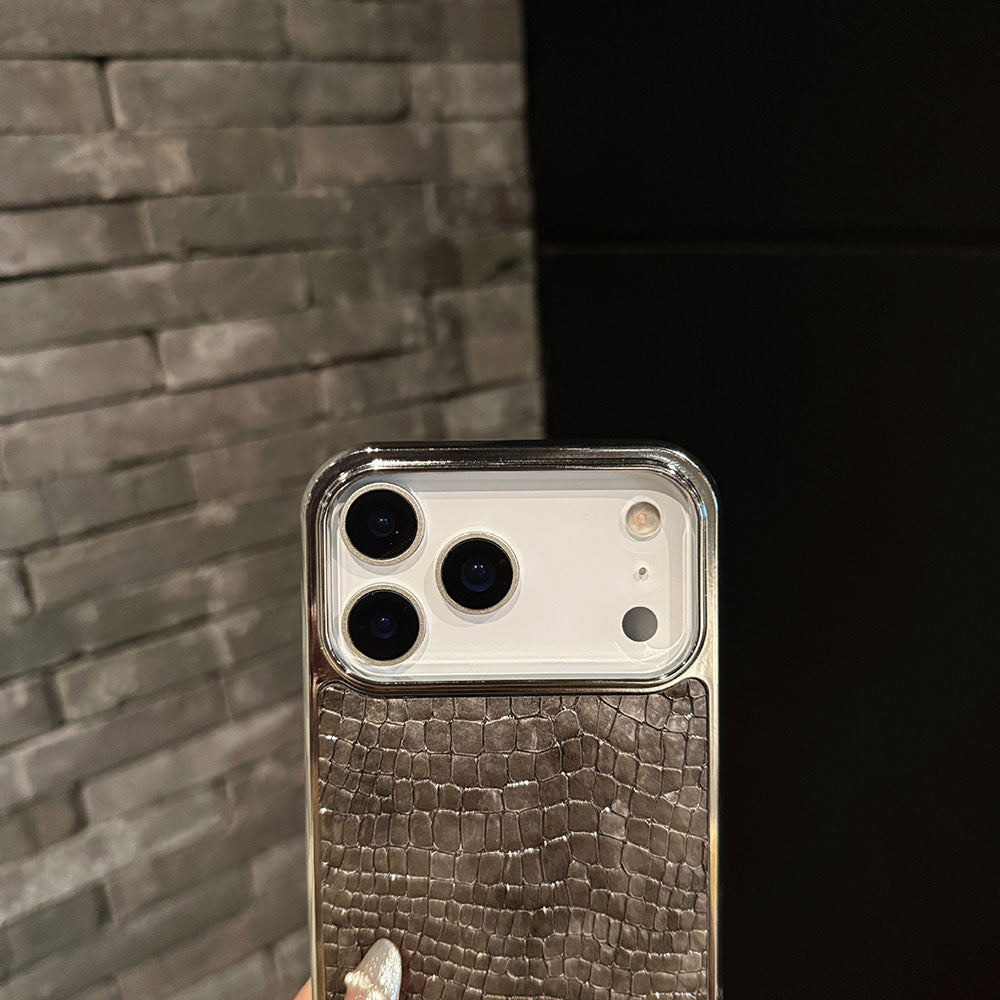 Crocodile Patterned Electroplated Phone Case For iPhone