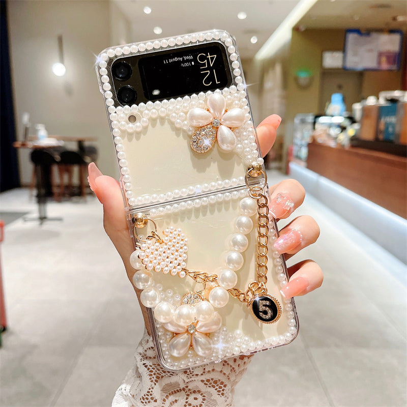 Luxurious Pearl Diamond Flower For Samsung Galaxy Z Flip3/4 Case