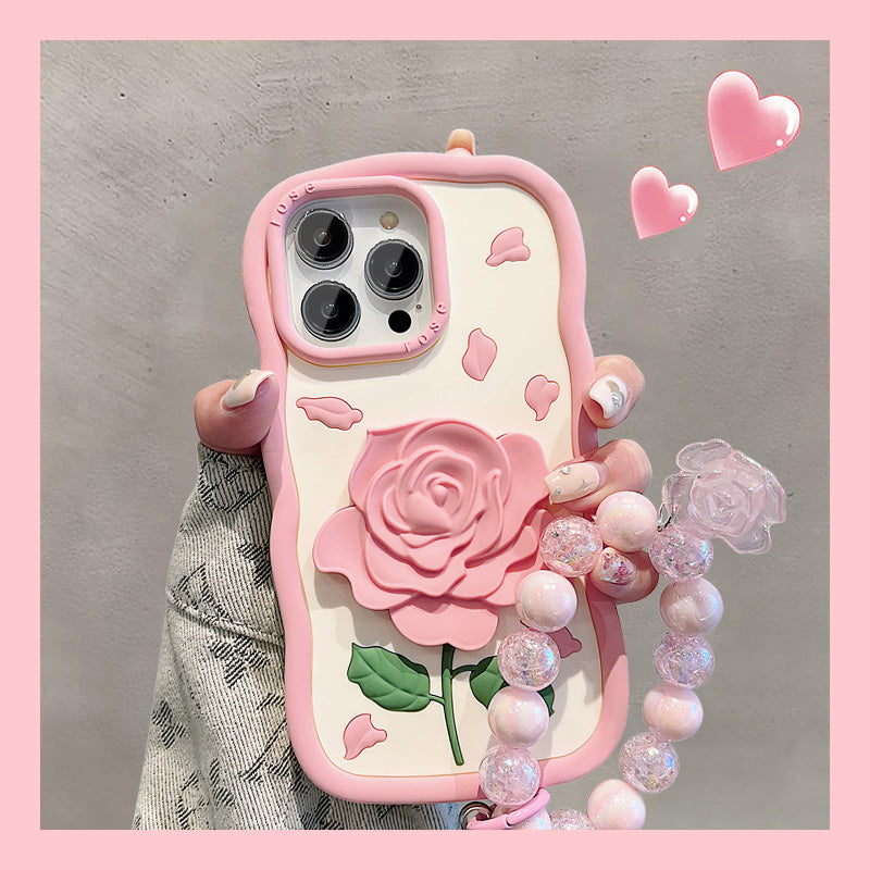 Three-dimensional Pink Flower iPhone Case