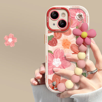 Oil Painting Strawberry Flower Bracelet iPhone Case